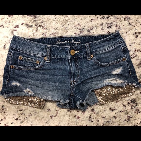 American Eagle Outfitters Pants - American Eagle Denim shorts w/ glitter pockets